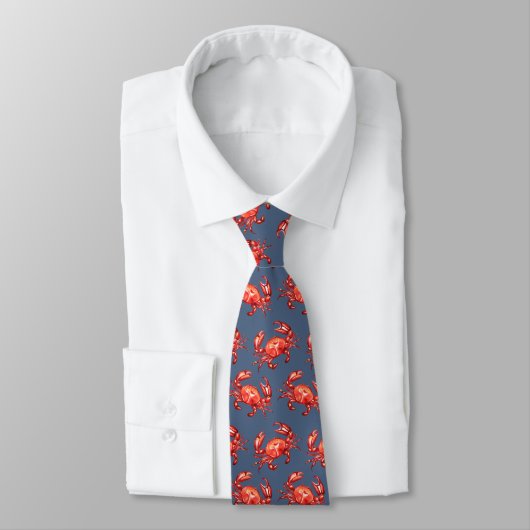 Monogram Crab Pattern marine Stropdas (Gebonden)