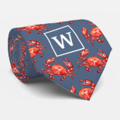 Monogram Crab Pattern marine Stropdas (Opgerold)