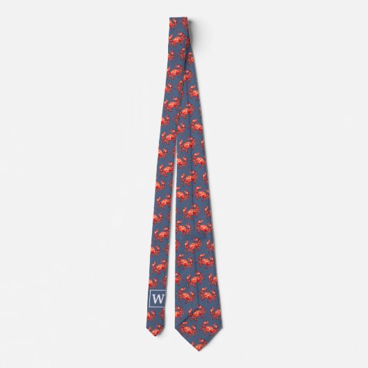 Monogram Crab Pattern marine Stropdas (Achterkant)