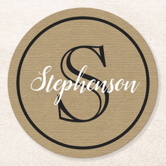 Monogram Craft Paper Ronde Kartonnen Onderzetter (Voorkant)