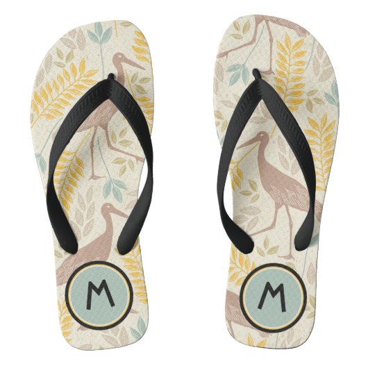 Monogram Crane Bird Natuur Teenslippers (Voetbed)