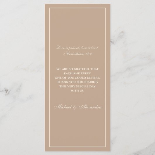 Monogram Cream Taupe Christian Wedding Menu (Dos)