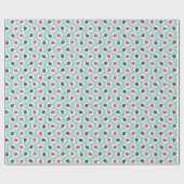 Monogram crème girale raspberry turquoise cadeaupapier (Vlak)