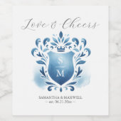 Monogram Crest aangepaste wijnfles etiketten (Enkel label)