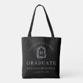 Monogram Crest Black and White Graduation Draagtas (Achterkant)