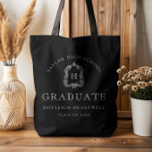 Monogram Crest Black and White Graduation Draagtas