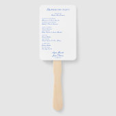 Monogram Crest Blue Chinoiserie Wedding Program Handwaaier (Achterkant)