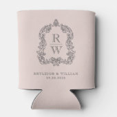 Monogram Crest Blush Pink Wedding Blikjeskoeler (Achterkant)
