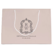 Monogram Crest Blush Pink Wedding Groot Cadeauzakje (Voorkant)