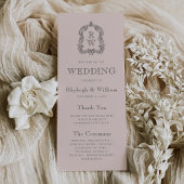 Monogram Crest Blush Pink Wedding Programma