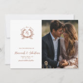 Monogram Crest bruiloft foto Save The Date (Voorkant)
