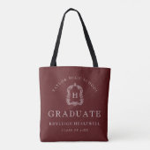 Monogram Crest Burgundy Red White Graduation Draagtas (Achterkant)