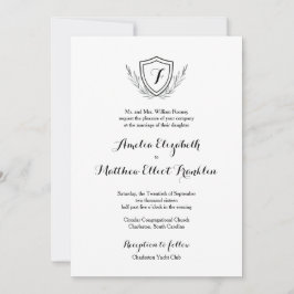Monogram Crest Classic Elegant Wedding Invitation Kaart