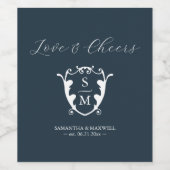 Monogram Crest Custom Wine Botté Étiquette Marine  (Étiquettes simples)