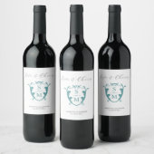 Monogram Crest Custom Wine Bottes Étiquettes (Bouteilles)