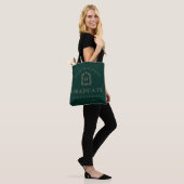 Monogram Crest Dark Green Rose Graduation Draagtas (Op model)