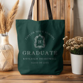 Monogram Crest Dark Green White Graduation Draagtas