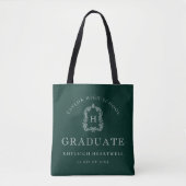 Monogram Crest Dark Green White Graduation Draagtas (Voorkant)