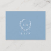 Monogram Crest Dusty Blue RSVP Wedding Enclosure Informatiekaartje (Achterkant)