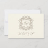 Monogram Crest Elegant Ivory Menu Wedding (Devant)