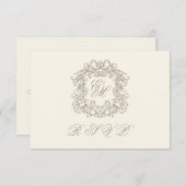 Monogram Crest Elegant Ivory Menu Wedding (Devant / Derrière)