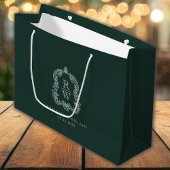 Monogram Crest Forest Green Wedding Groot Cadeauzakje