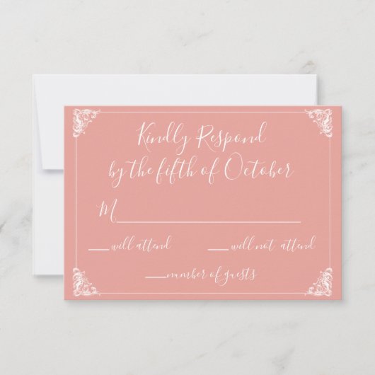 Monogram Crest Gold Blush Wedding rsvp Kaartje (Voorkant)