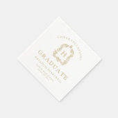 Monogram Crest Gold White Graduation Party Servet