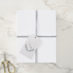 Monogram Crest met Olive Laurel Wreath Dank u Cadeaulabel