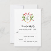 Monogram Crest met wintergroen RSVP (Voorkant)