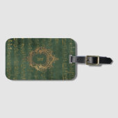 Monogram Crest Music Manuscript Groen Goud Bagagelabel (Voorkant (horizontaal))
