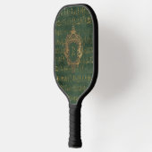  Monogram Crest Music Manuscript Groen Goud Pickleball Paddle (Links)
