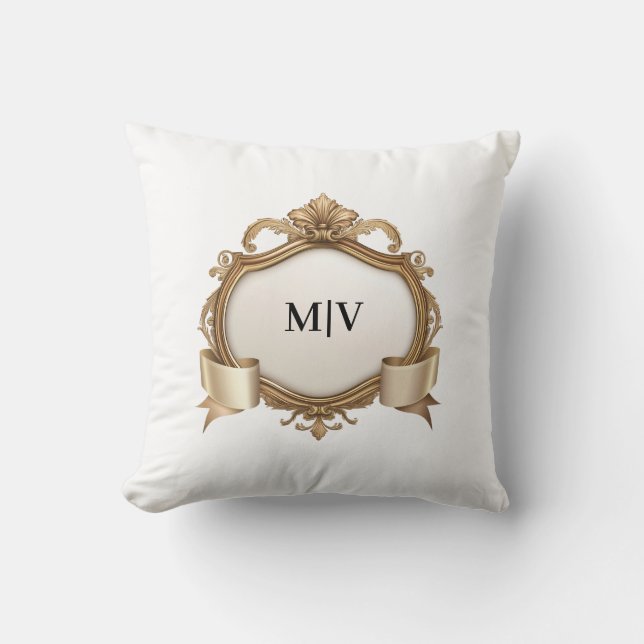 Monogram Crest Personalized  Kussen (Voorkant)
