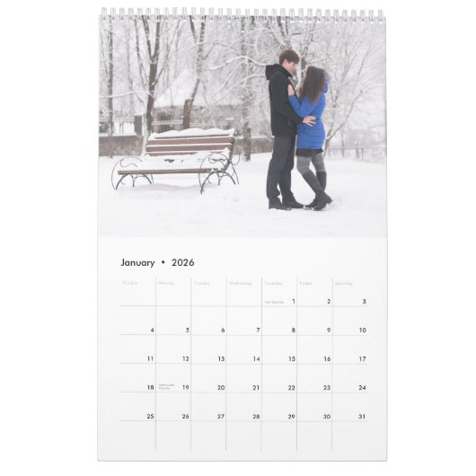 Monogram & Crest Royal Blue Faux Gold Family Photo Kalender (Jan 2026)