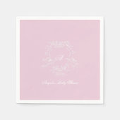 Monogram Crest Roze Baby shower Papier servet (Voorkant)