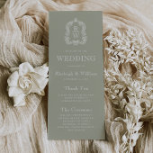 Monogram Crest Sage Green Wedding Programma