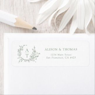Monogram CREST Sage Groen retour adres label