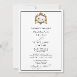 Monogram Crest Wedding Invitation Kaart