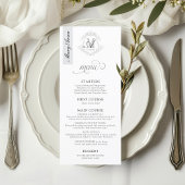 Monogram Crest Wedding Place Card Menu