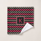Monogram Crimson Brown Black Chevron Pattern Bad Handdoek (Wasdoekje)