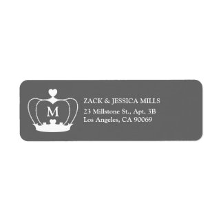 Monogram Crown Return Adres Label - Grijs/Wit