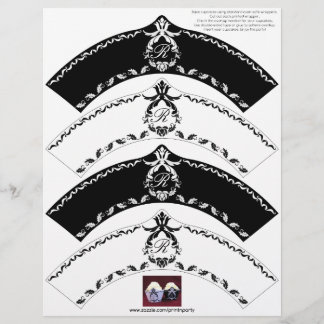 Monogram Cupcake Wrapper Black en White Motifs