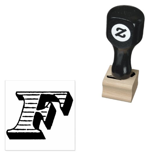 Monogram cursief initiaal letter F Rubberstempel (Gestempeld)