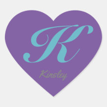 Monogram Cursive Letter K Blauw Paarse kalligrafie