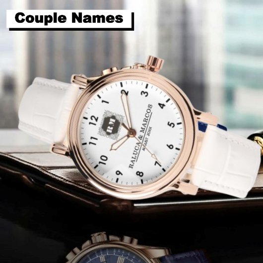  Monogram  Custom Couple Names – Elegant gift Horloge