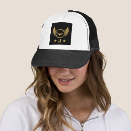 Monogram Custom J Initiaal bedrukt wit en zwart Trucker Pet