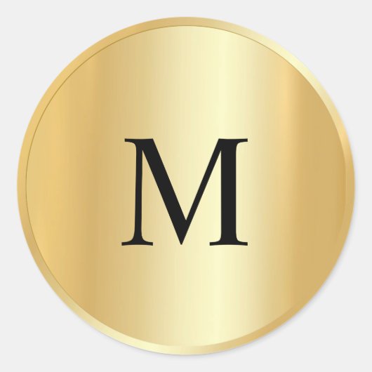 Monogram Custom Sjabloon Faux Gold Elegant Ronde Sticker (Voorkant)