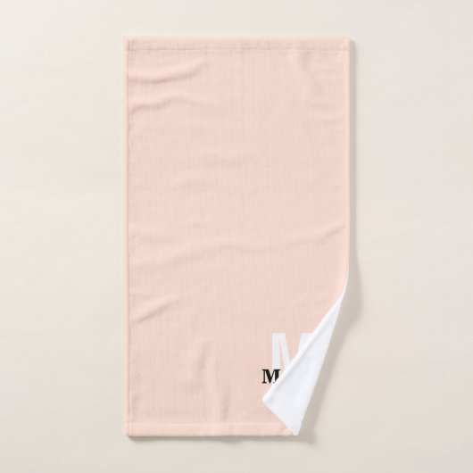 Monogram Cute Blush Pink Bold Moderne Design Chic (Serviette à main)