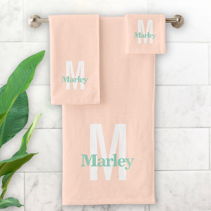 Monogram Cute Blush Pink Bold Moderne Design Chic