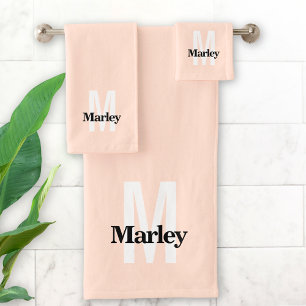Monogram Cute Blush Pink Bold Moderne Design Chic